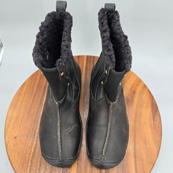 Keen Winter Boots Women's 7.5 Black Leather Fleece Lined Snow Pull On Comfort - Picture 5 of 8